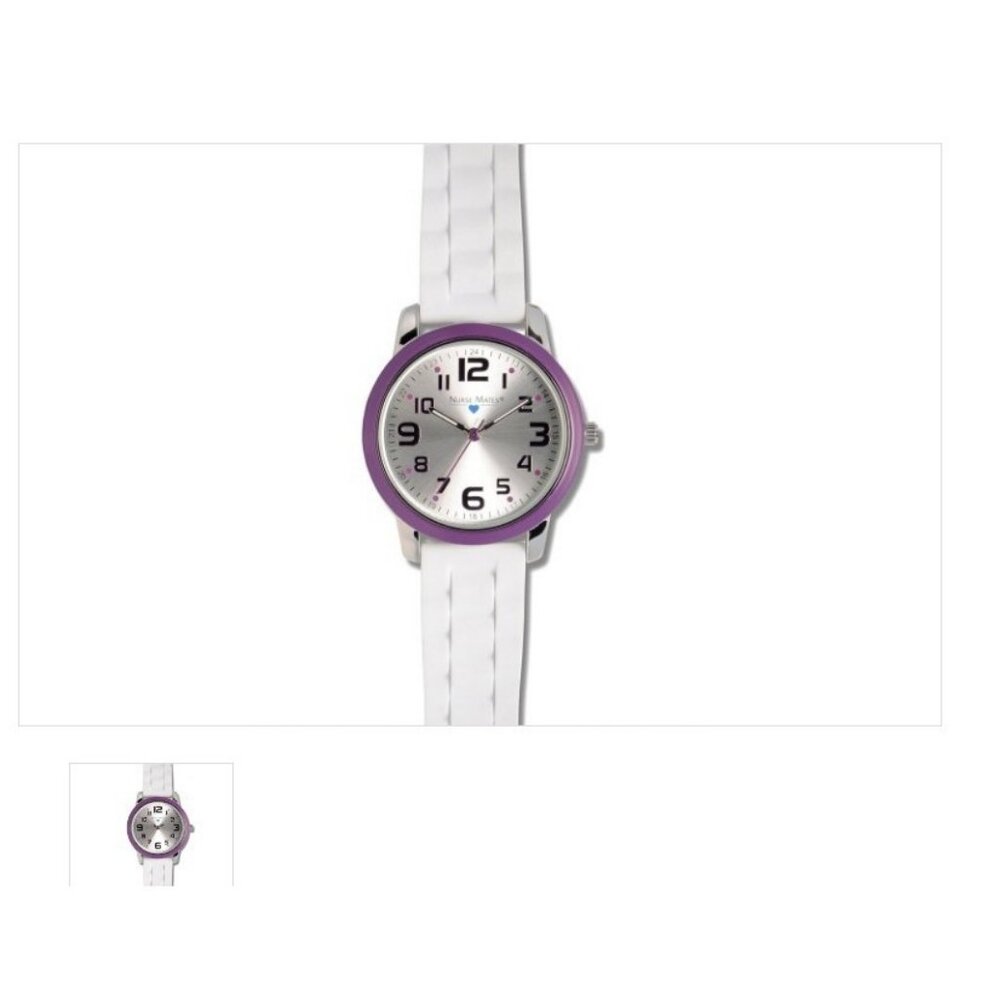 Nurse Mates women's nurse watch water-resistant silicone strap - White Purple